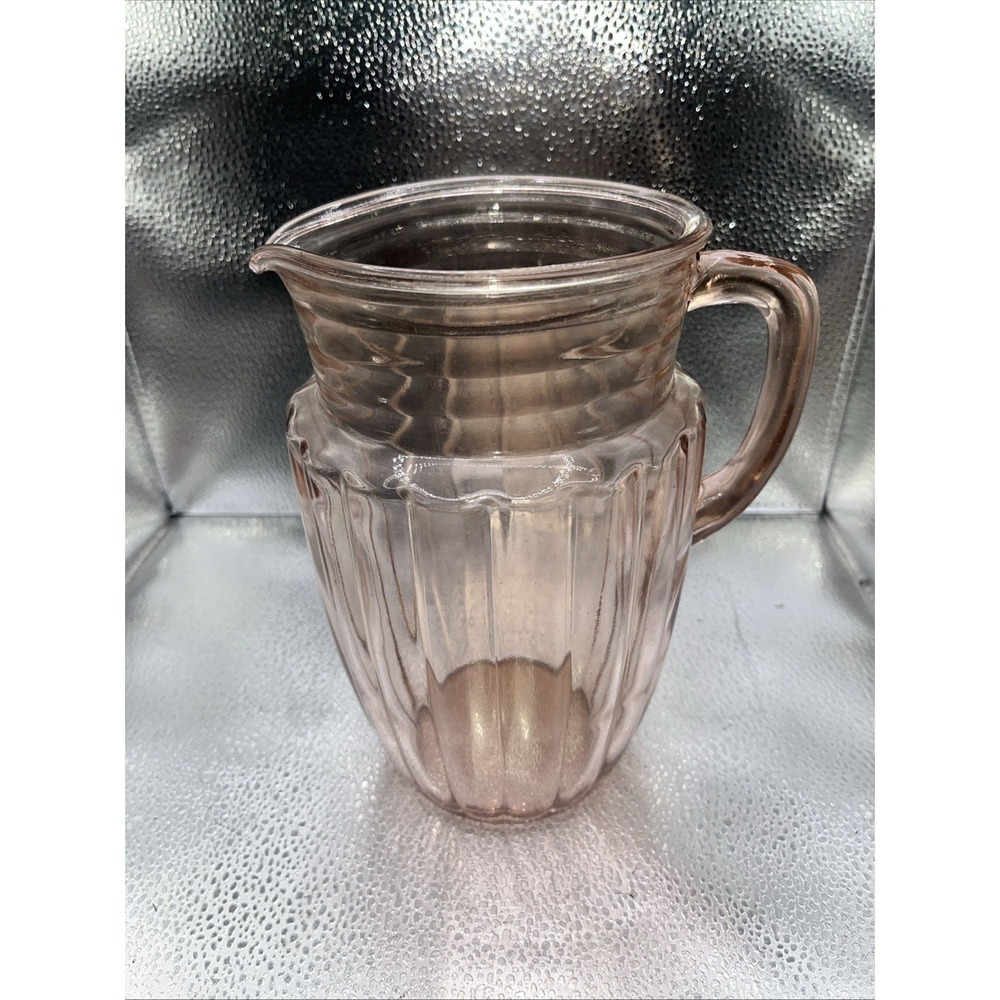 Jeanette Pink 8 Inches Antique Vintage Pink Depression Glass Water Pitcher